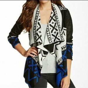 Flying Tomato Women's Aztec Print Long Sleeve Open Cardigan Size Small